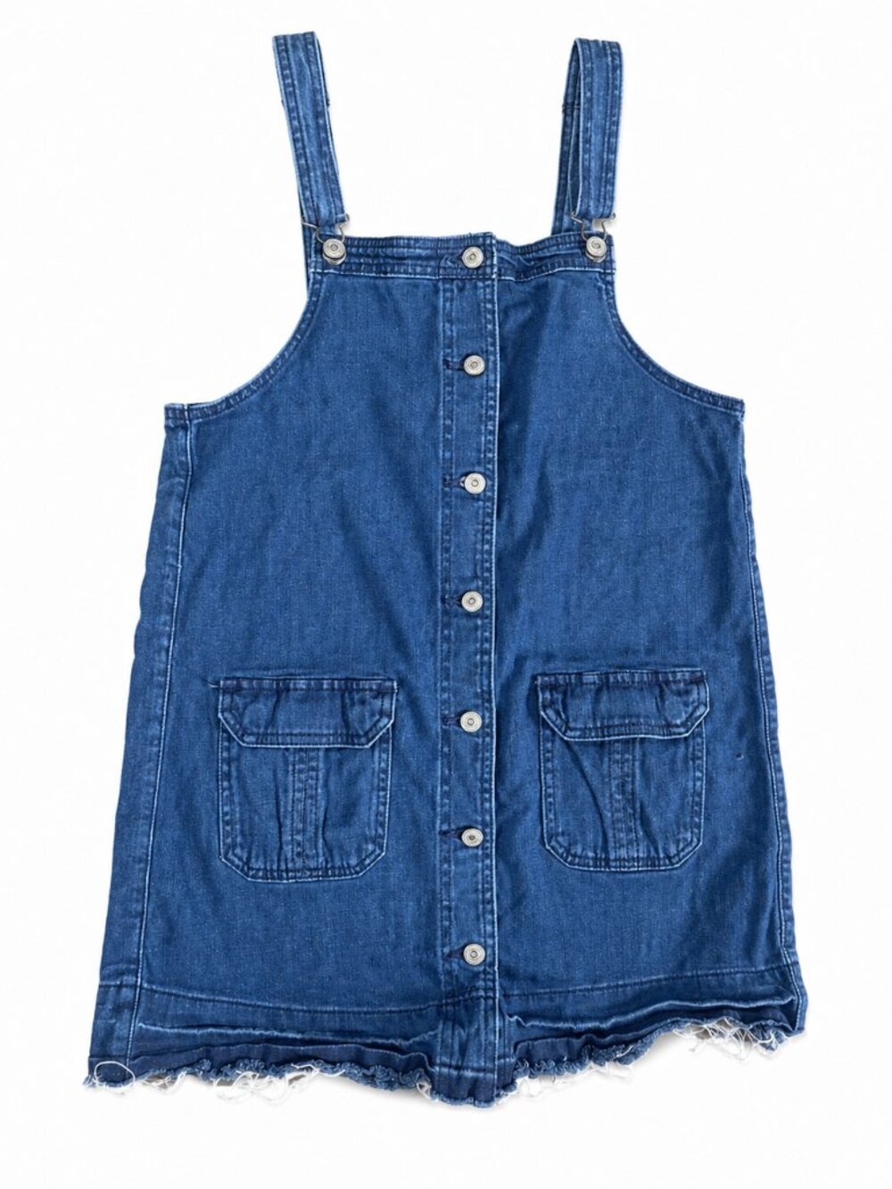 American Eagle Denim Overall Dress Raw Hem